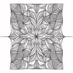 a drawing of a square with a circle of flowers in it