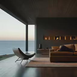 there is a room with a view of the ocean