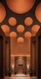 there are some ceiling lights at the end of this hallway