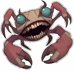 a cartoon crab that has some weird eyes