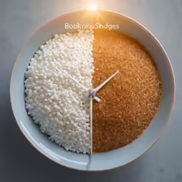 two different scenes of rice on a clock