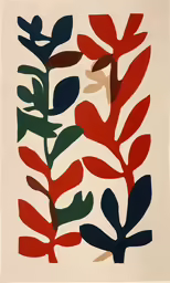 colorful leaves and trees, one red and the other blue