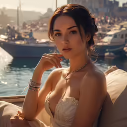 an image of a woman in bra sitting on a couch