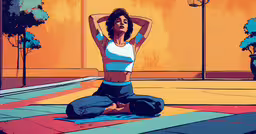 a woman sitting in the middle of a yoga pose,a person meditating while sitting on the ground