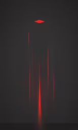 a red object on a black surface with long columns