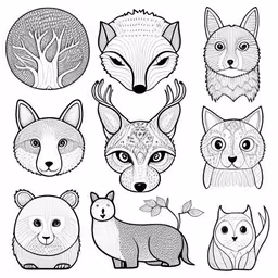 the head of different types of foxes with eyes and ears