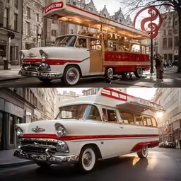 a car that is being converted to a street bus