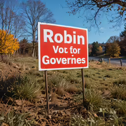 a political sign with the words robin vot for government in red