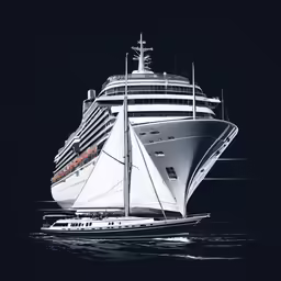 a cruise ship is seen in the water at night