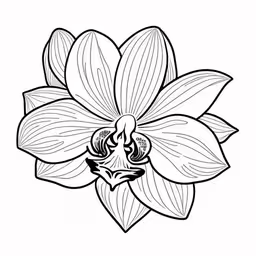 the flower in this drawing is really attractive,a flower with leaves in black and white