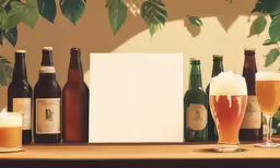 a group of beer bottles that are next to some glasses