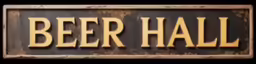 beer hall sign displayed over black background