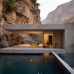 an unusual house built into the side of a cliff