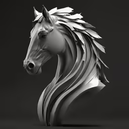 a white and black horse on a gray background