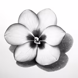 black and white photograph of flower with its petals petals open