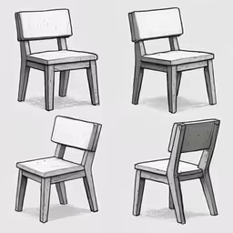 some chair drawings in black and white