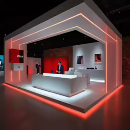 a man is standing in front of a desk