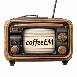 an old television with the word coffee on it