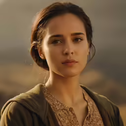 the portrait of a woman looks into the distance