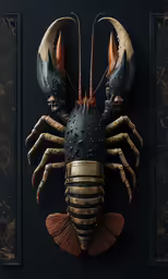a lobster mask with big claws on it