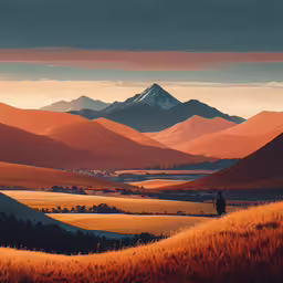 the photographer is on a mountain range during sunset,a landscape view of the great plains of a mountain range