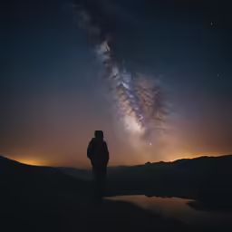 the man is watching the stars in the sky