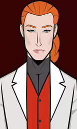 the man in a white suit and red tie