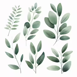 watercolor leaves in shades of green