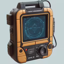 a black and orange portable video recorder