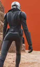 woman wearing leather and a star wars costume