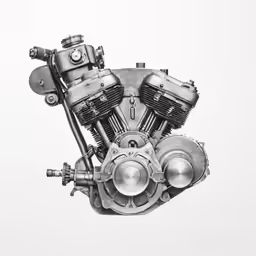 a motorcycle engine, drawing by tom barton