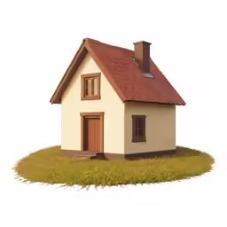 a small house that is on top of some grass