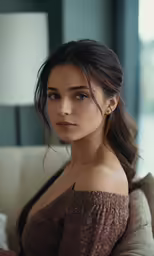 a very pretty girl posing in a dress
