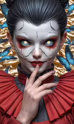 a digital painting of a girl with red dress