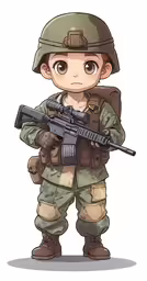 a cartoon drawing of a military man holding a rifle