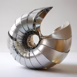 an abstract sculpture sitting on top of a white table