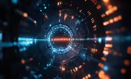 an abstract loop of orange and blue lights