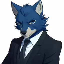 the blue fox wearing a suit and tie
