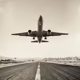 the large commercial airliner is coming in for a landing