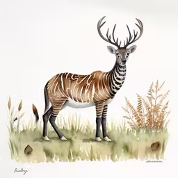 a painting of a zebra standing on a grass field