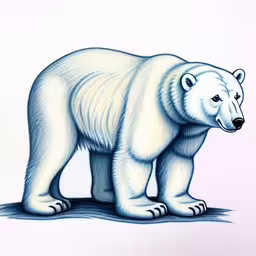 the polar bear is standing on all four legs