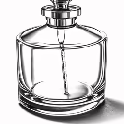 a glass bottle with a small metal faucet