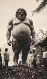 a large sumo is walking in front of a crowd