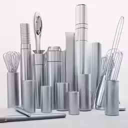 silver bathroom accessories with the same design