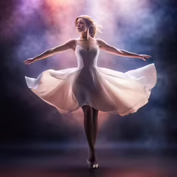 a beautiful woman is in a white dress