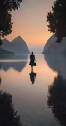 a person walking on the edge of the water