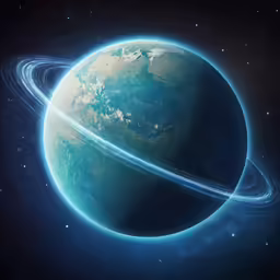 a blue space illustration with an exoplane ring of saturn