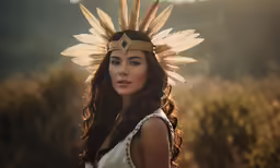 a woman in a dress standing outside on a sunny day