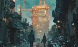 people walking down a street lined with tall buildings