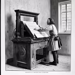 a woman is working with a large sheet of paper